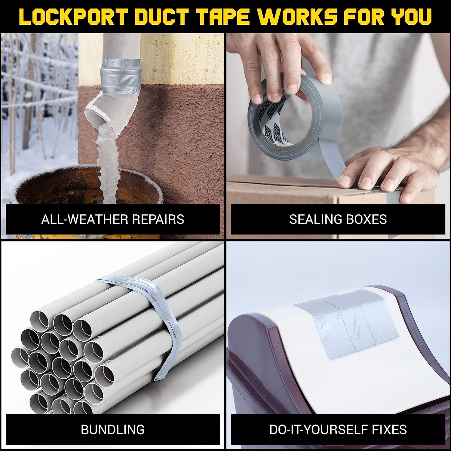 Duct Tape Heavy Duty - 5 Roll Multi Pack - Silver 90 Feet x 2 Inch - Strong, Flexible, No Residue, All-Weather and Tear by Hand - Bulk Value for Do-It-Yourself Repairs, Industrial, Professional Use - Image 6
